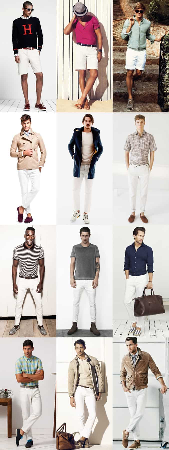 Men's White Trousers and Shorts Lookbook