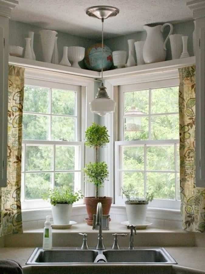 Shelves above doors and windows can be used for storage
