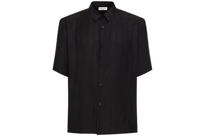 SAINT LAURENT SHIRT IN MATTE AND SHINY CASSANDRE STRIPED SILK