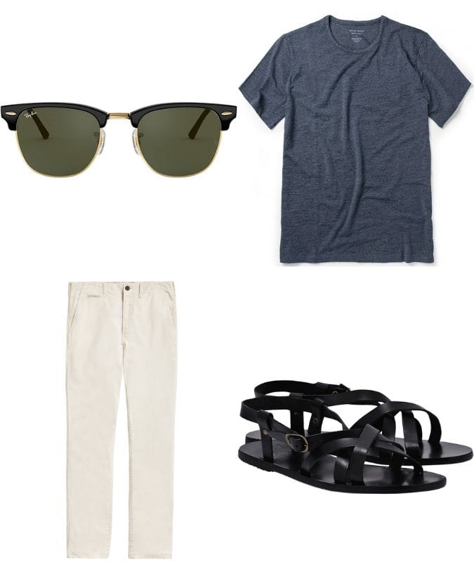 Chinos with sandals outfit for men