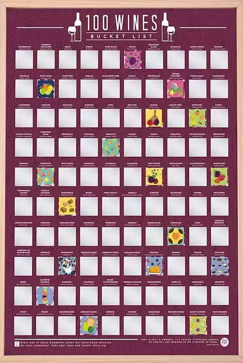 100 Wines Scratch Off Poster