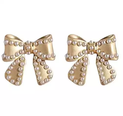 14K Gold Plated Bow Knot Stud Earrings