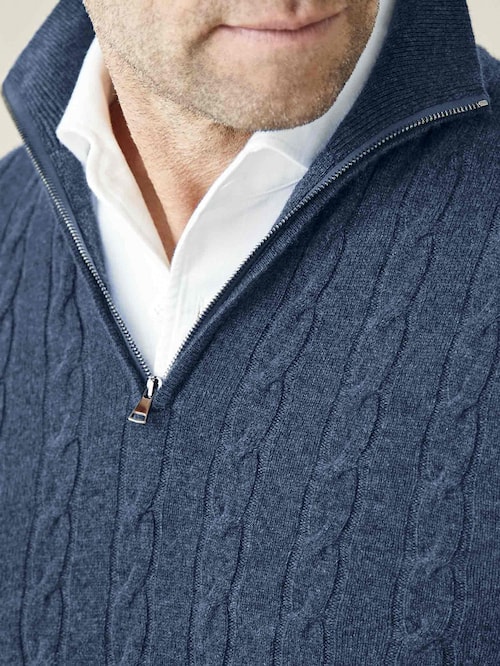 Luca Faloni Cable Knit Zip Up