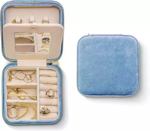 Plush Velvet Travel Jewelry Box Organizer