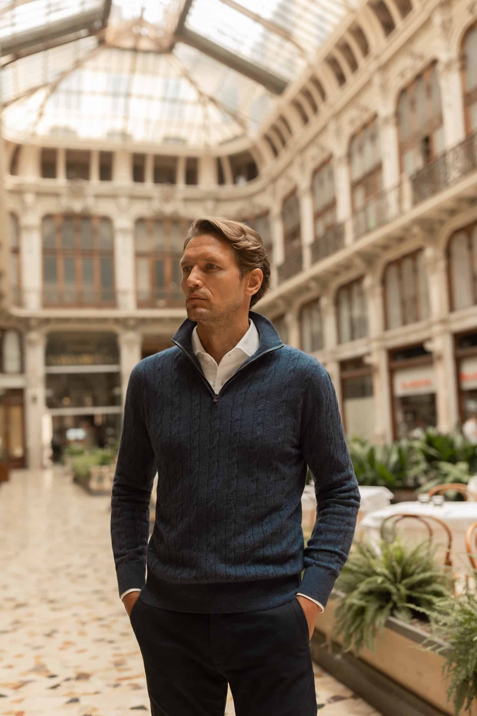 Luca Faloni Cashmere Cable Knit Zip Up