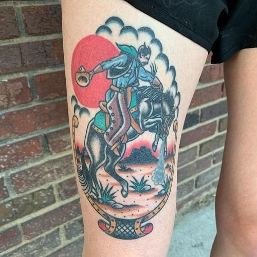 American Traditional Cowboy Tattoo