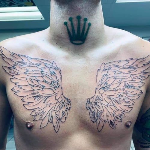 Angel Wings Chest Tattoo
