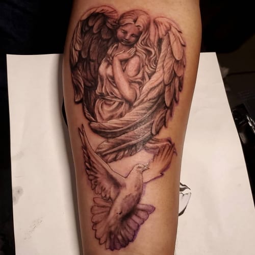 Angel and Dove Tattoo