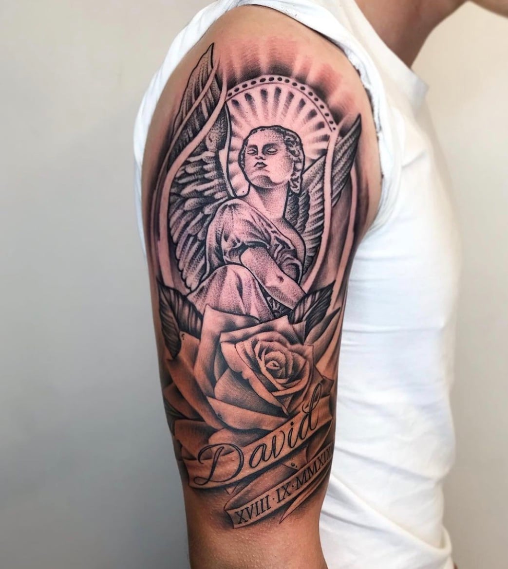 Angel Tattoo With Name 
