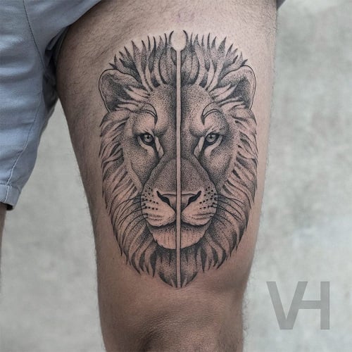 Animal Thigh Tattoo