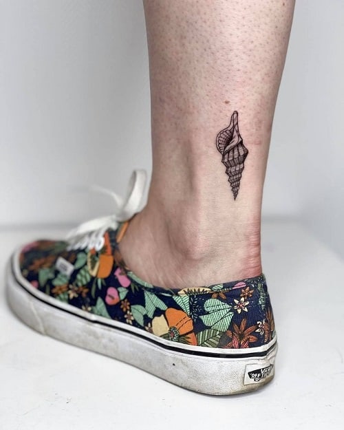 Blackwork Seashell Tattoo