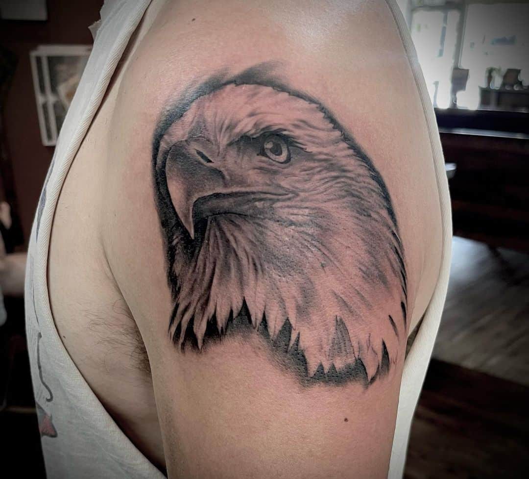 Blackwork shoulder tattoos