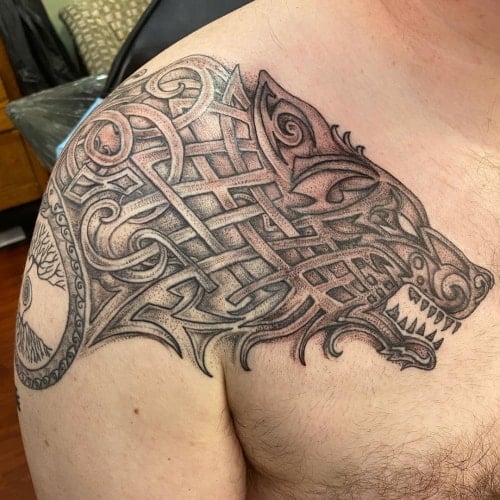 Celtic wolf tattoo