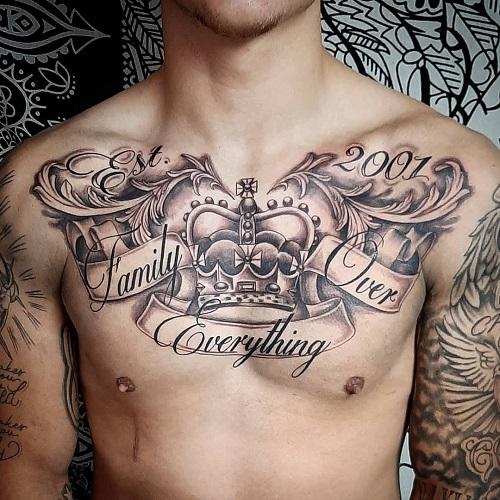 Crown Chest Tattoo