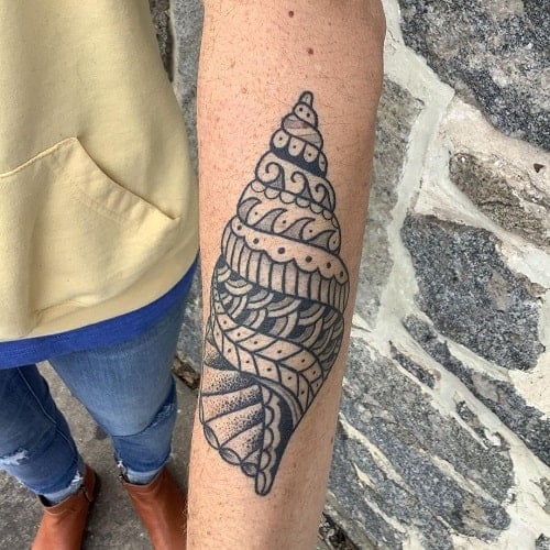 Geometric Seashell Tattoo