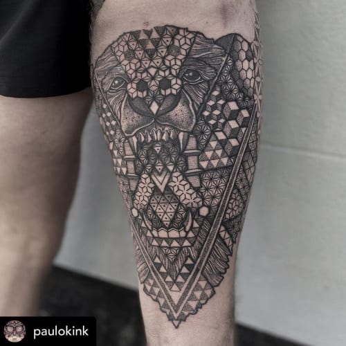 Geometric bear tattoo