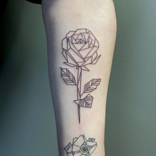Geometric rose tattoo