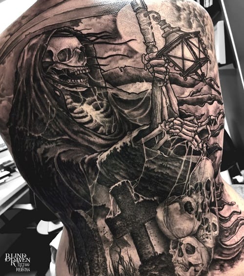 Grim Reaper Back Tattoo