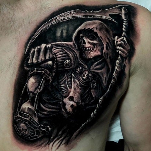 Grim Reaper Chest Tattoo