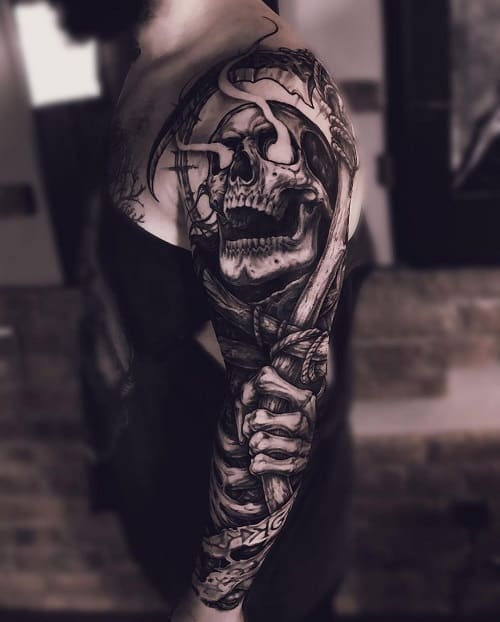 Grim Reaper Sleeve Tattoo