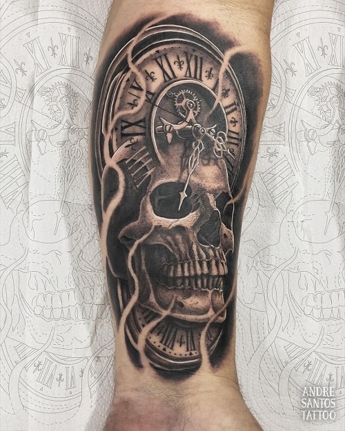 Grim Reaper Clock Tattoo