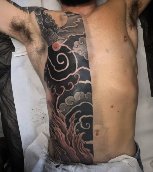 Japanese blackwork tattoo_ange_tattooer