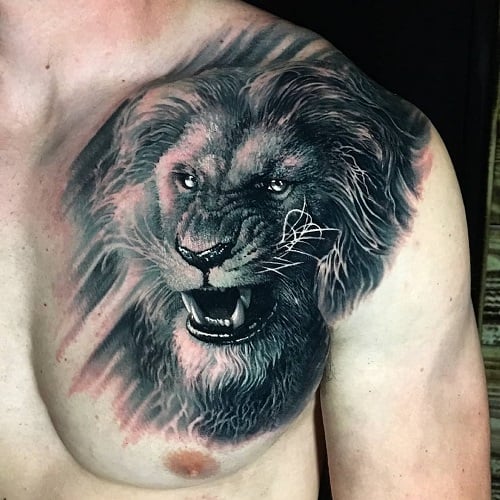 Lion Chest Tattoo