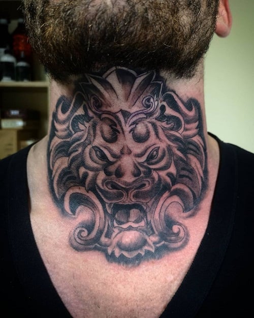 Lion Neck Tattoo