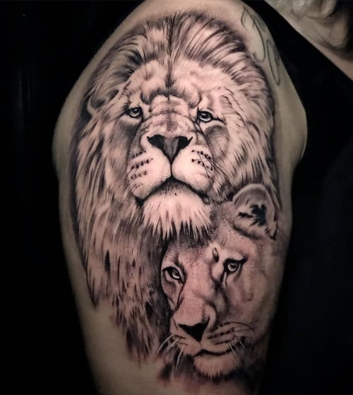 Lion and Lioness Tattoo