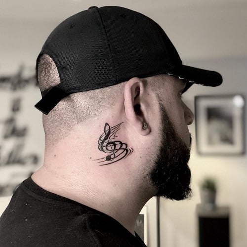 Music Note Neck Tattoo