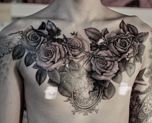 Rose Chest Tattoo