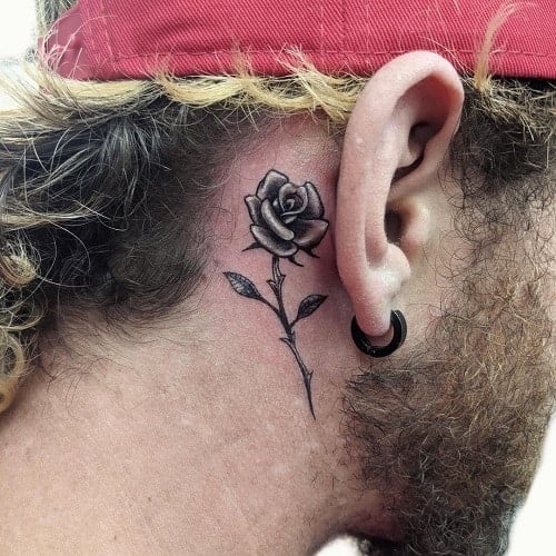 Rose Tattoo Behind Ear