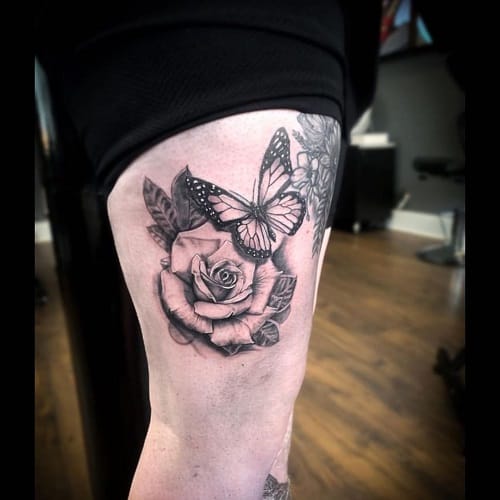 Rose and Butterfly Tattoo