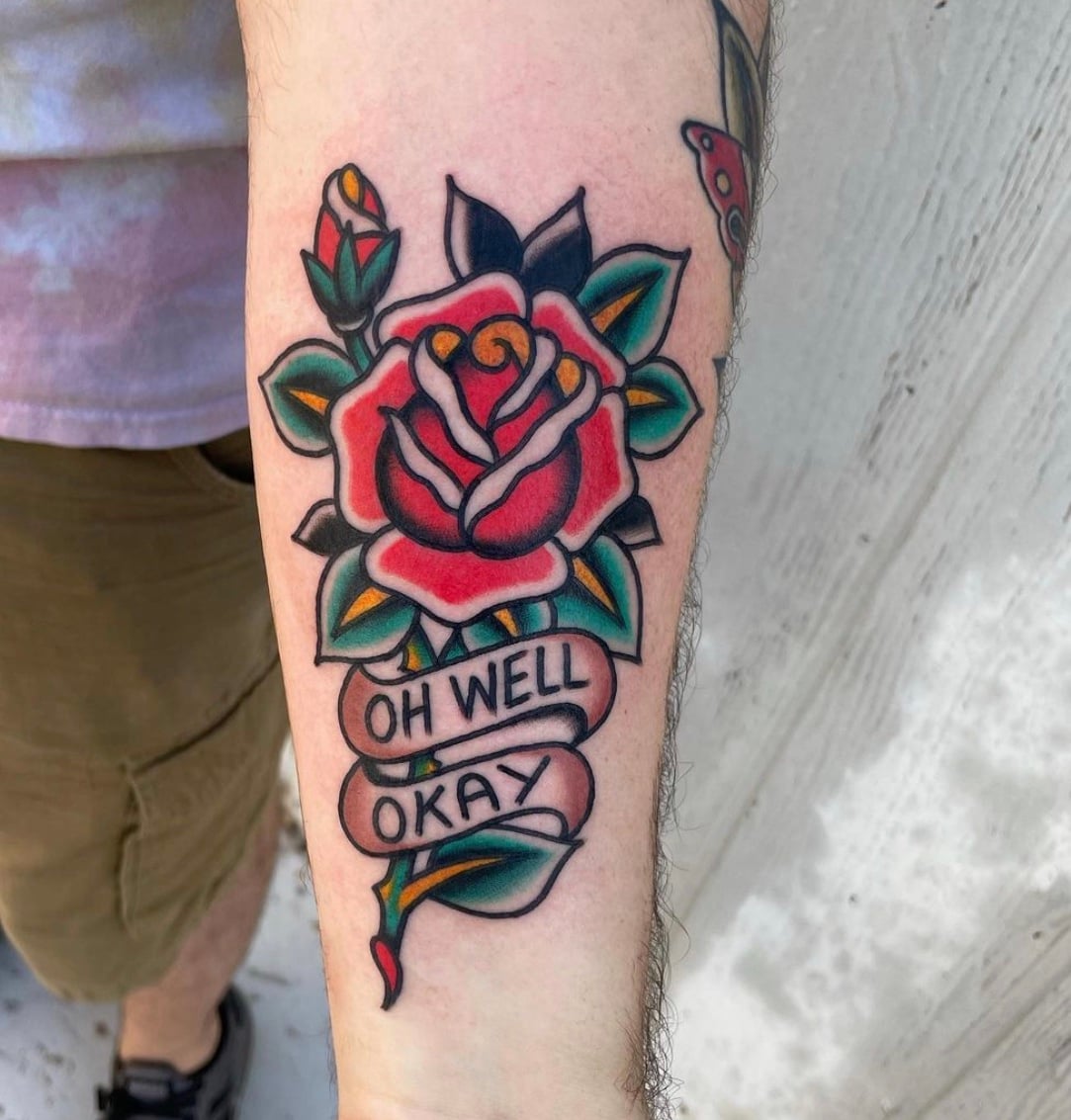 Traditional Rose Tattoo for Men