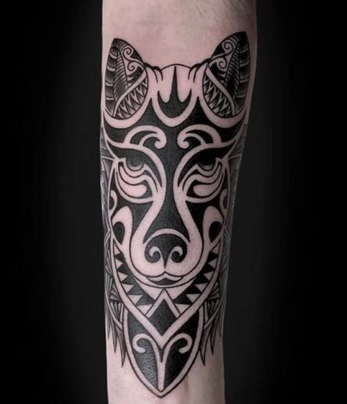 Tribal wolf tattoo