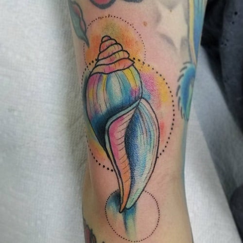 Watercolor Seashell Tattoo