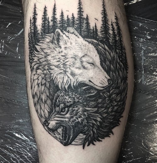 Wolf yin yang tattoo 