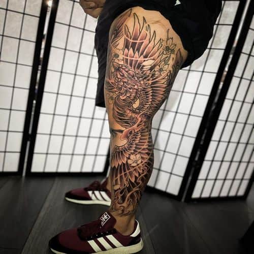 Japanese leg tattoo