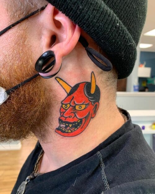 Japanese neck tattoo