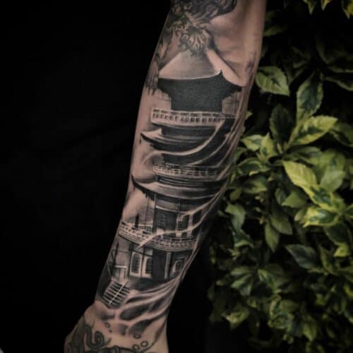Japanese temple tattoo