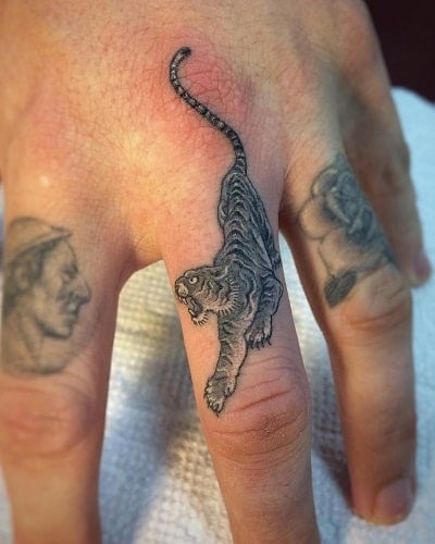 Tiger Finger Tattoo