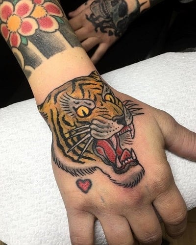 Tiger Hand Tattoo