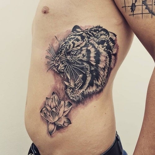 Tiger with Lotus Tattoo