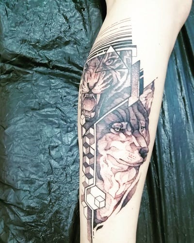Wolf and Tiger Tattoo