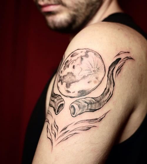 Bull Horn Tattoo