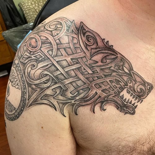 Celtic Tribal Wolf Tattoo