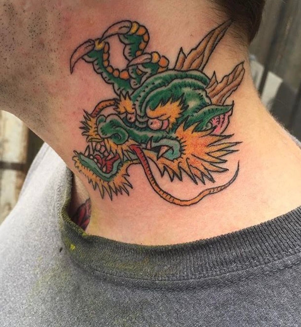 Dragon Tattoo on neck 