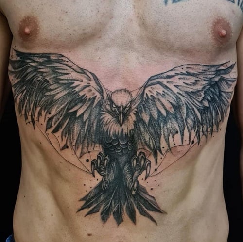Eagle Stomach Tattoo