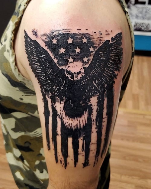 Eagle with Flag Tattoo