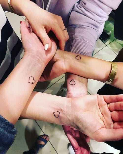 Family and Three Hearts Tattoo